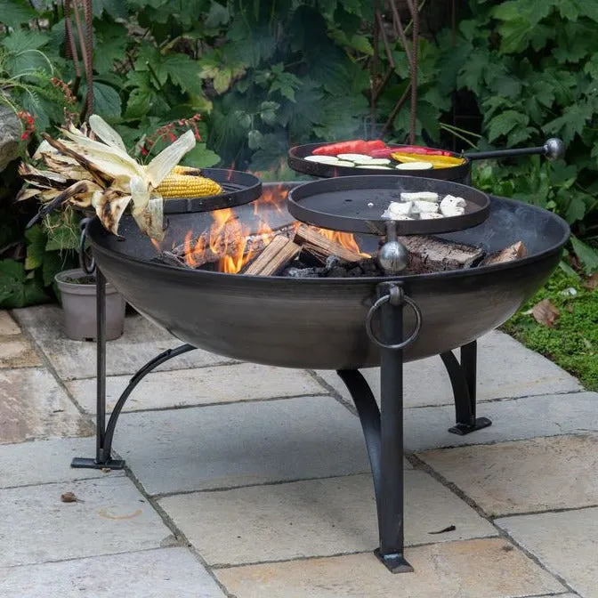 Firepits UK 90cm Plain Jane with Three Swing Arm BBQ Racks