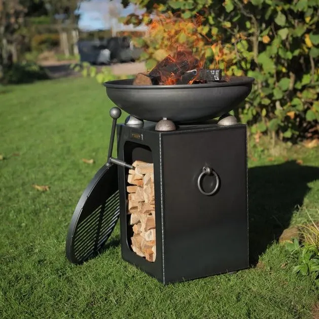 Firepits UK Fire Bowl with Log Store