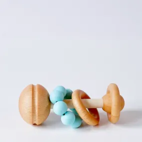 Mint Wooden And Silicone Baby Rattle